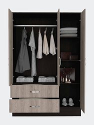 Florencia S Mirrored Armoire, Two Cabinets With Divisions, Two Drawers