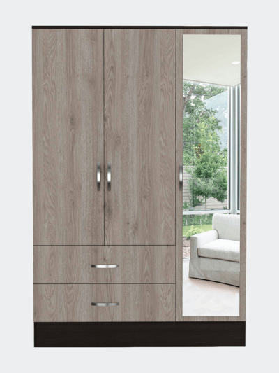 FM Furniture Florencia S Mirrored Armoire, Two Cabinets With Divisions, Two Drawers product