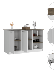 Gladiolus Kitchen Island, Two Cabinets, Three Open Shelves