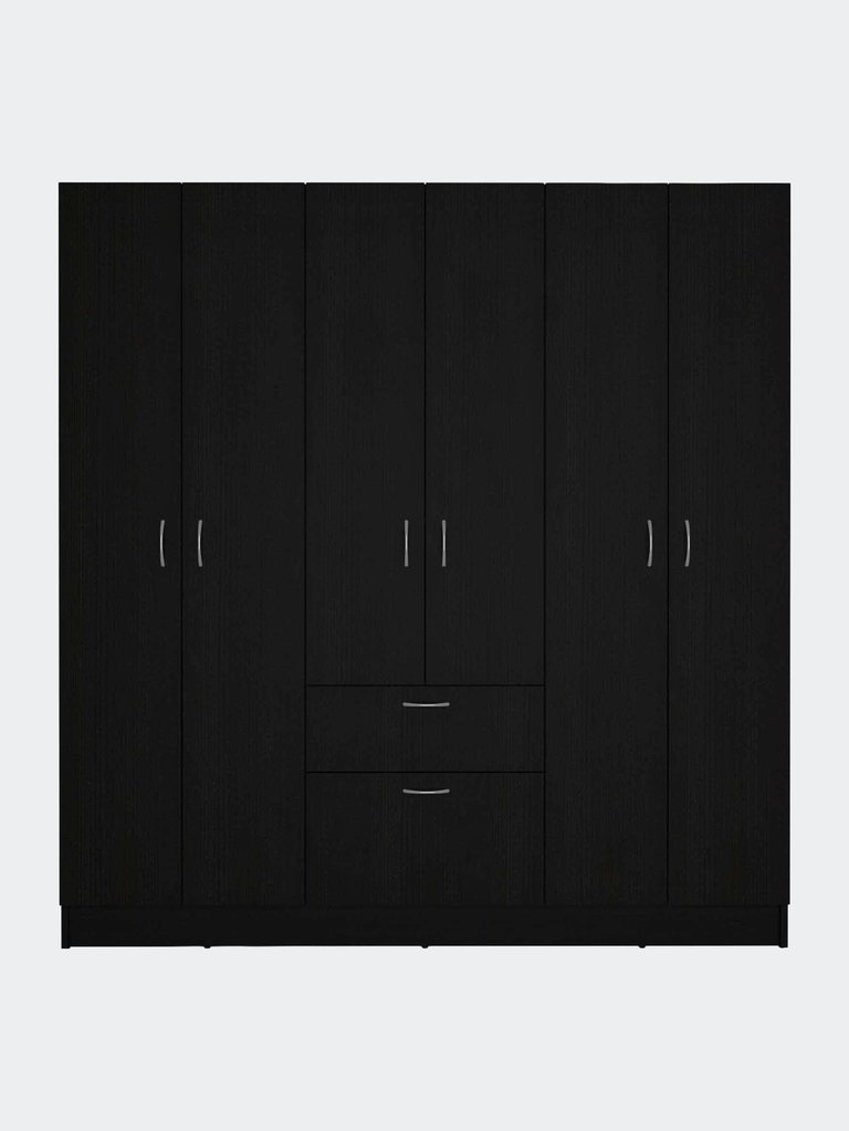 Guajira Six Door Armoire, Three Cabinets, Hidden Drawer Shoes - Black-White