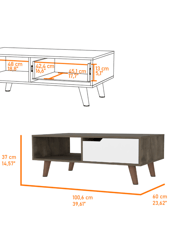 Hamburg Coffee Table 2.0 , One Open Shelf, One Drawer
