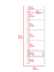 Hamburg Ladder Bookcase, Five Open Shelves, One Drawer