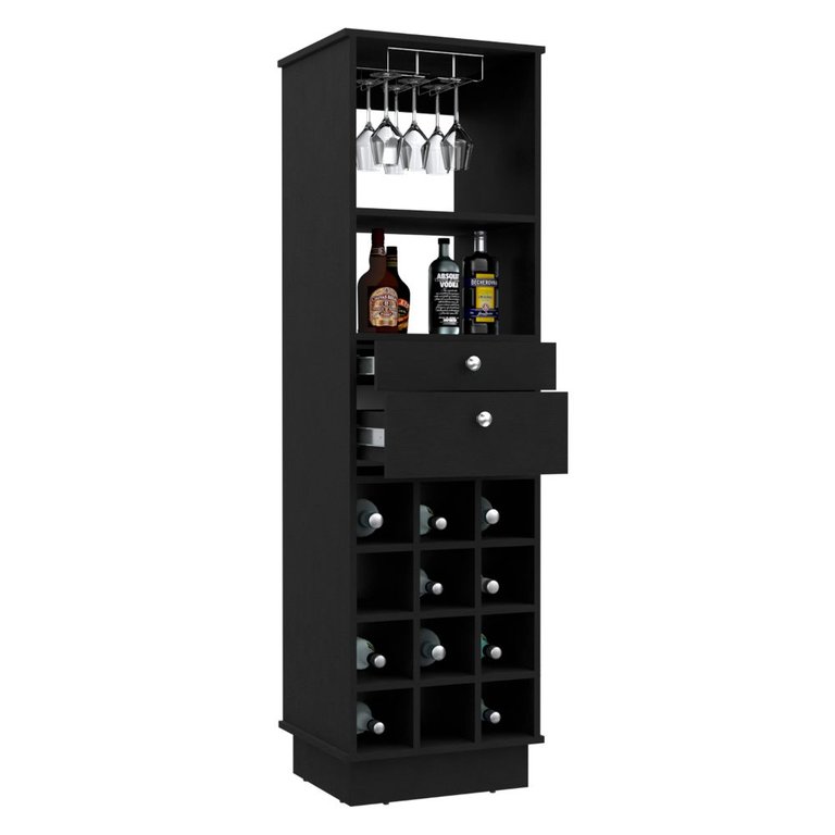 Hype Bar Cabinet, Twelve Wine Cubbies, Two Drawers, One Shelf