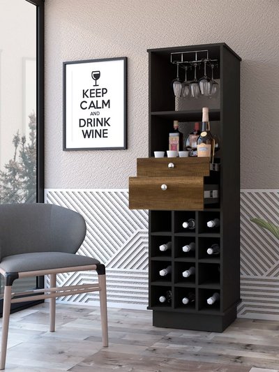 FM Furniture Hype Bar Cabinet, Twelve Wine Cubbies, Two Drawers, One Shelf product
