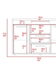 Ilumina Sideboard, Double Door Cabinet, Two Drawers, One Open Shelf