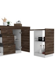 Joliet Kitchen Base Cabinet, Three Drawers, Two Interior Shelves, One Flexible Cabinet