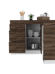 Joliet Kitchen Base Cabinet, Three Drawers, Two Interior Shelves, One Flexible Cabinet