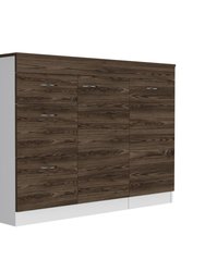 Joliet Kitchen Base Cabinet, Three Drawers, Two Interior Shelves, One Flexible Cabinet - White / Dark Walnut