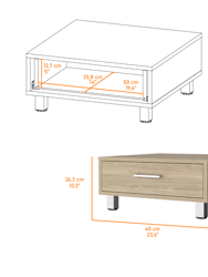 Kabul Coffee Table, Four Legs, Superior Top, One Drawer, Metal Handle