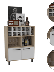 Kaia Bar Cabinet, Twelve Wine Cubbies, Double Door Cabinet