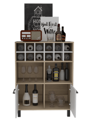 Kaia Bar Cabinet, Twelve Wine Cubbies, Double Door Cabinet