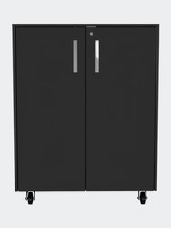 Lewis Storage Cabinet Base, Four Casters, Double Door Cabinet, Two Interior Shelves - Black Wengue