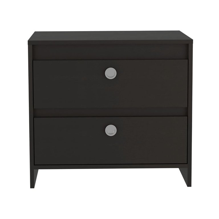 Lily Nightstand, Two Drawers, Superior Top - Black Wengue