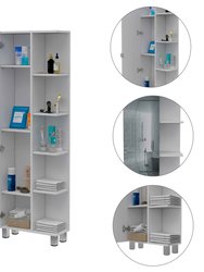 Los Angeles Corner Cabinet, Mirror, Five Shelves