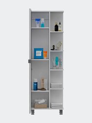 Los Angeles Corner Cabinet, Mirror, Five Shelves
