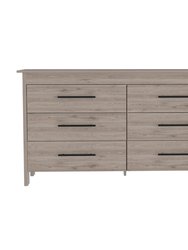Luxor Six Drawer Double Dresser, Superior Top, Four Legs - Light Grey