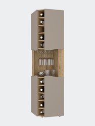 Lyla Corner Bar Cabinet, Ten Wine Cubbies, Four Door Cabinet, Four Interior Shelves
