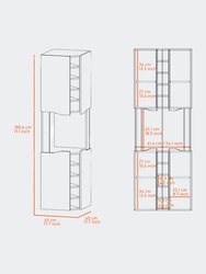 Lyla Corner Bar Cabinet, Ten Wine Cubbies, Four Door Cabinet, Four Interior Shelves