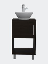 Malibu Single Bathroom Vanity, Single Door Cabinet, One Open Shelf - Black Wengue