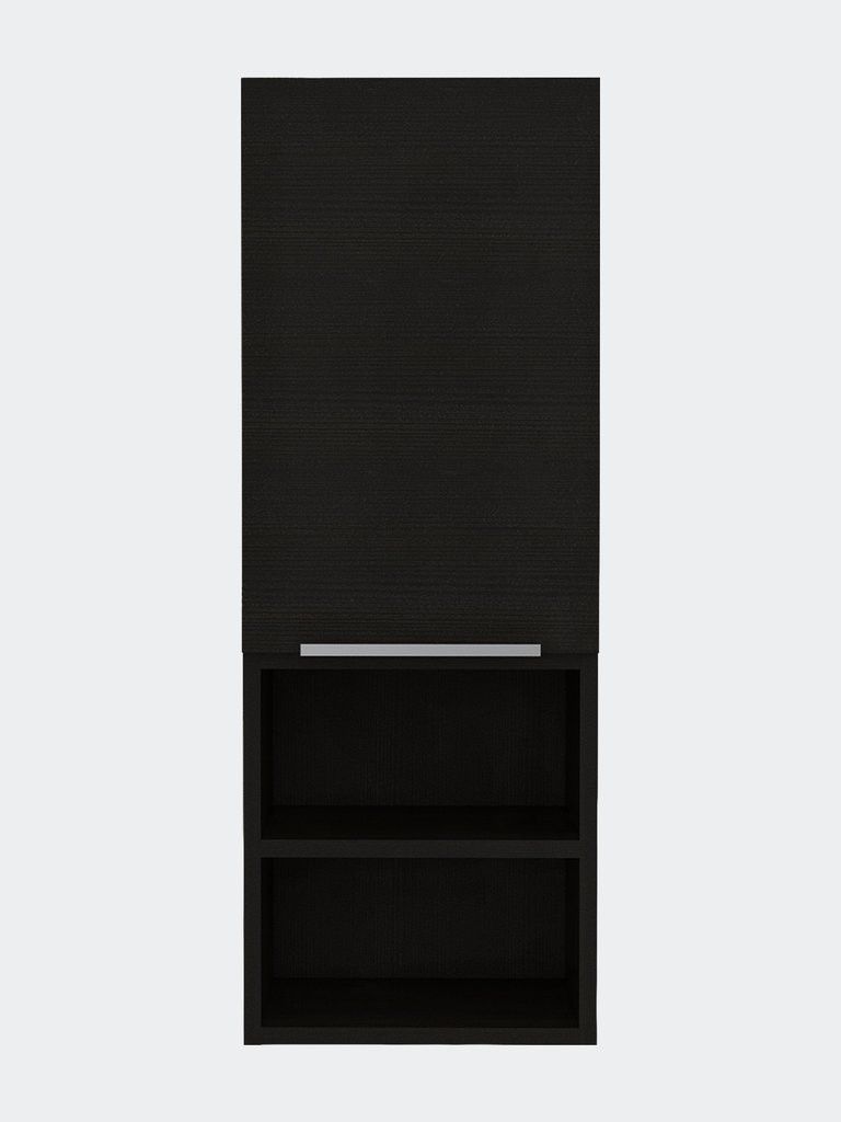 Milwaukee Medicine Cabinet, Two Shelves, Single Door Cabinet, Two Interior Shelves - Black Wengue