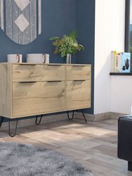 Monaco Double Dresser, Four Drawers, Superior Top, Hairpin Legs