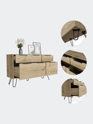Monaco Double Dresser, Four Drawers, Superior Top, Hairpin Legs