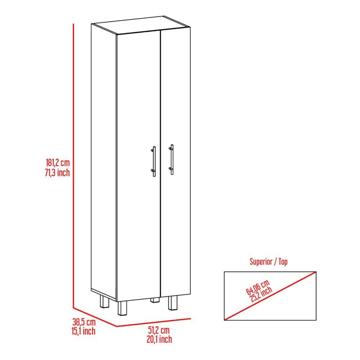 FM Furniture Norway Broom Closet Pantry with 5 Shelves - On Sale