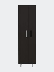 Norway Broom Closet Pantry, Five Shelves, Double Door Cabinet - Black Wengue/White