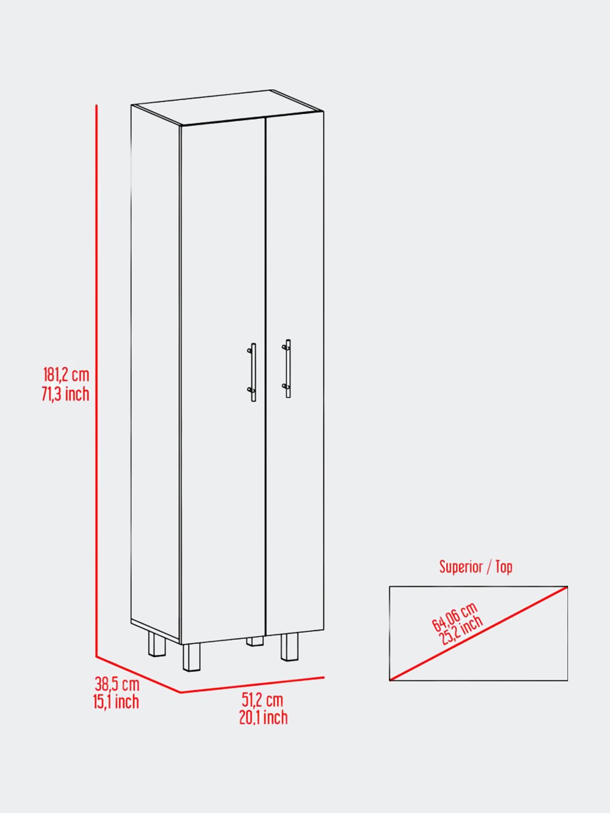 Norway Broom Closet Pantry in White - FM Furniture MLB5584