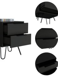 Nuvo Nightstand, Two Drawers, Hairpin Legs