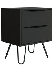 Nuvo Nightstand, Two Drawers, Hairpin Legs