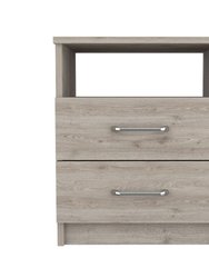 Oklahoma Nightstand, Two Drawers, One Shelf - Light Grey