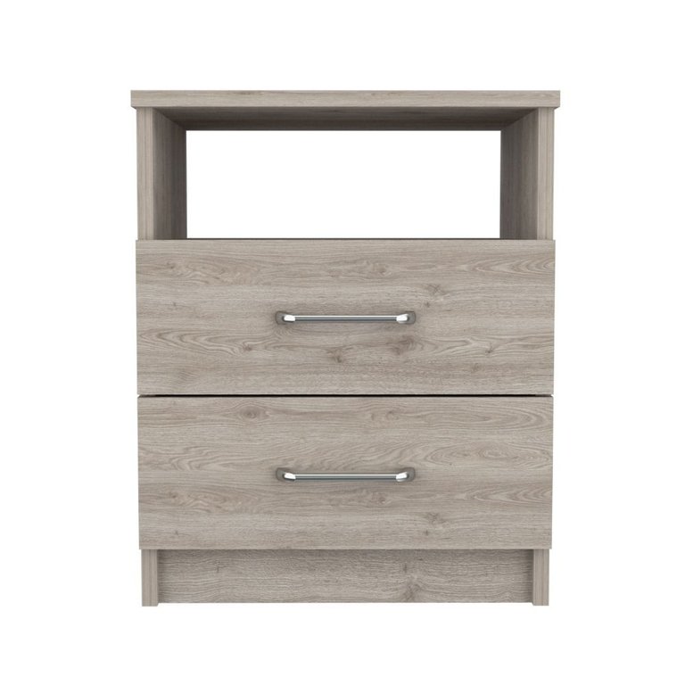 Oklahoma Nightstand, Two Drawers, One Shelf - Light Grey