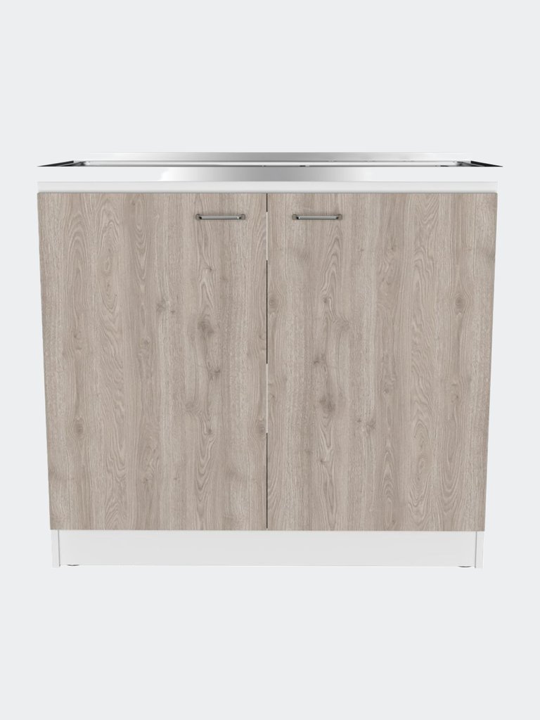 Oklahoma Utility Sink, Double Door Cabinet, Countertop - White / Light Grey