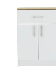 Oxford Pantry Cabinet, One Drawer, One Double Door Cabinet With Two Shelves - White - Light Oak