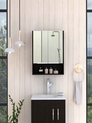 Ozark 24" Medicine Cabinet With Mirror, One Shelf - Black Wengue