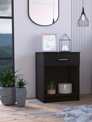 Pictor Nightstand, One Drawer, Lower Shelf, Superior Top - Black Wengue
