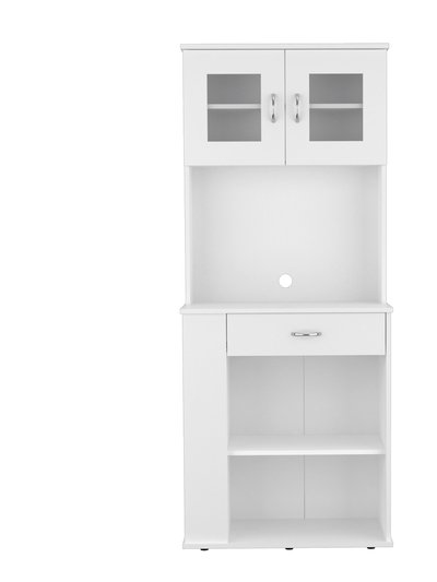 FM Furniture Poole Pantry Cabinet, Three Side Small  Shelves, One Drawer, Double Door Cabinet, Four Adjustable Metal Legs product