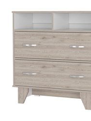 Portobelo Two Drawer Dresser, Two Shelves, Superior Top, Four Legs