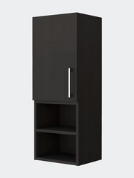 Praia Medicine Cabinet, Four Shelves  Single Door Cabinet, Metal Handle - Black Wengue