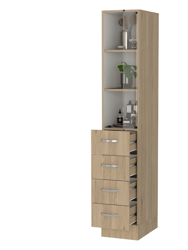Preston Linen Cabinet, Three Shelves, Four Drawers