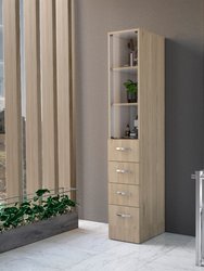 Preston Linen Cabinet, Three Shelves, Four Drawers - Light Pine/White