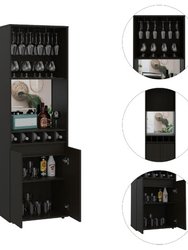 Redding Bar Cabinet, One Cabinet, Interior Shelves, Five Bottle Cubbies, Two Shelves