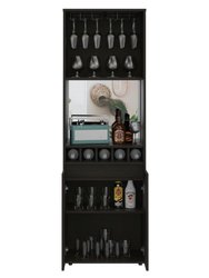 Redding Bar Cabinet, One Cabinet, Interior Shelves, Five Bottle Cubbies, Two Shelves