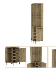 Reese Corner Bar Cabinet, Two Shelves, Double Door Cabinet, Five Wine Cubbies