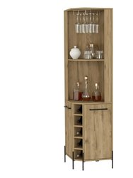 Reese Corner Bar Cabinet, Two Shelves, Double Door Cabinet, Five Wine Cubbies