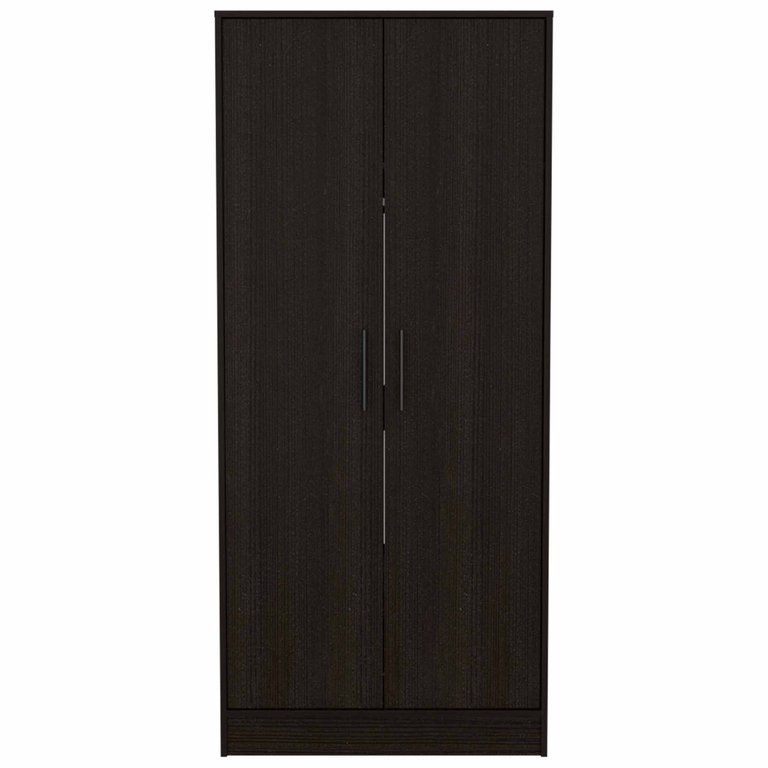 Rio Double Door Armoire, One Cabinet,  Hidden Drawer - Black