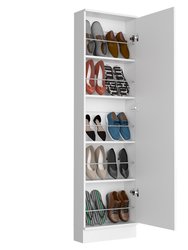 Ruan XL Shoe Rack, Mirror, Five Interior Shelves, Single Door Cabinet