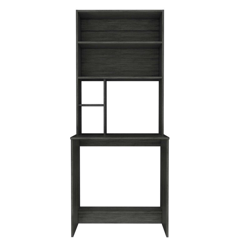 Sawgrass Writing Computer Desk, Hutch, Four Shelves - Black Wengue