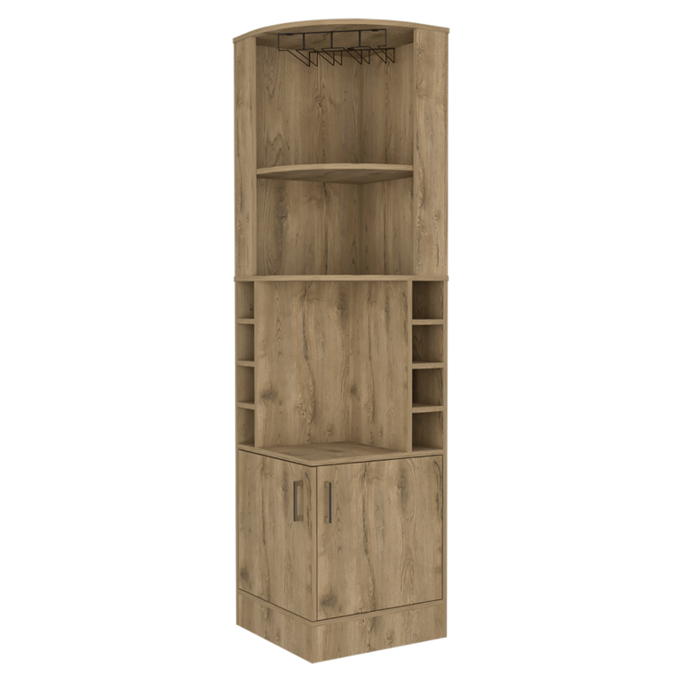 Seattle Bar Cabinet, Eight Bottle Cubbies, Two Large Open Shelves